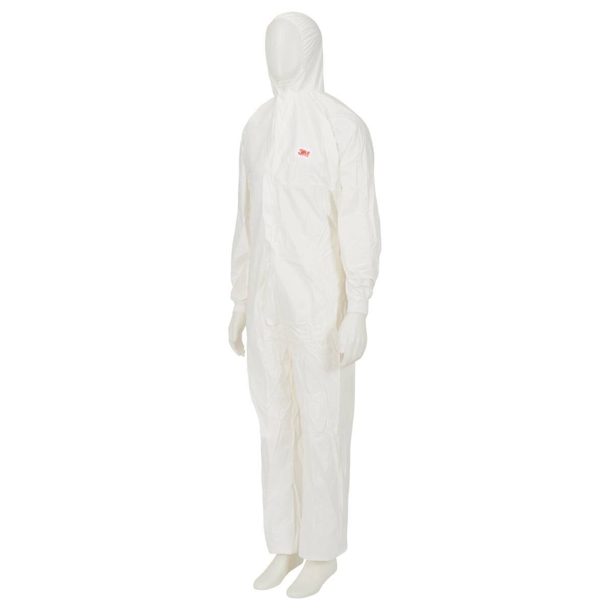 3M 4540+ coverall, white+blue, type 5/6, size 4XL, robust, lint-free, reinforced seams, SMMMS material, breathable, detachable zipper, knitted cuffs