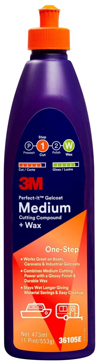 3M Perfect-It Gelcoat Medium Cutting Compound + Wax, 1,107 kg, 946 ml, 36106E