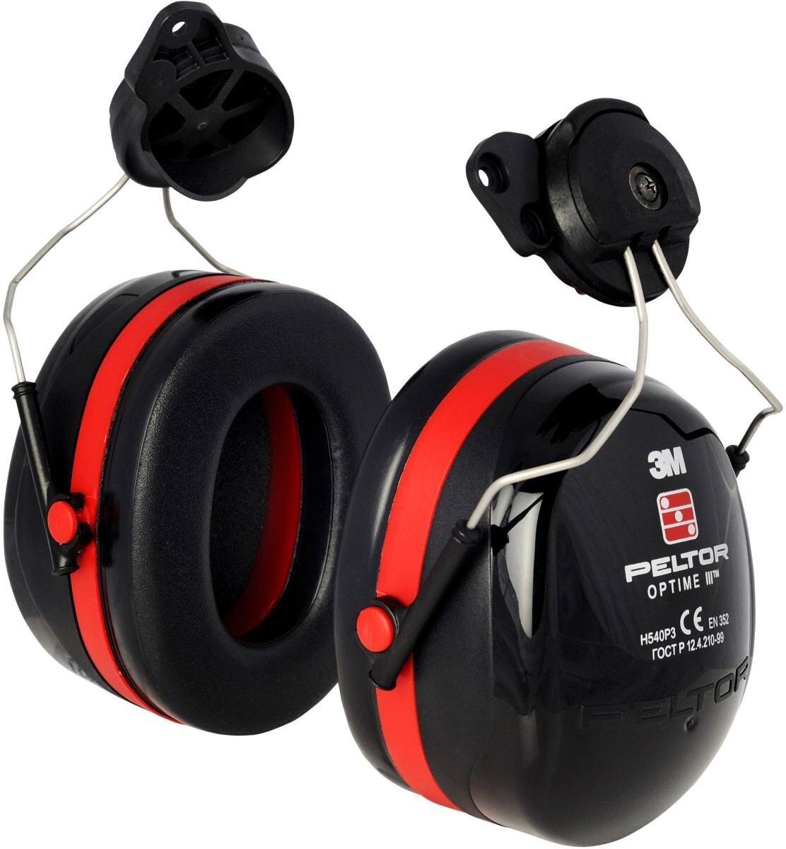 Orejeras 3M Peltor Optime III, fijación para casco, negras, con adaptador para casco, SNR = 34 dB, H540P3H-413-SV