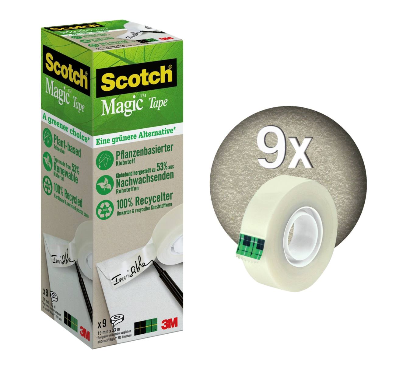 nastro adesivo 3M Scotch Magic A Greener Choice 9 rotoli 19 mm x 33 m