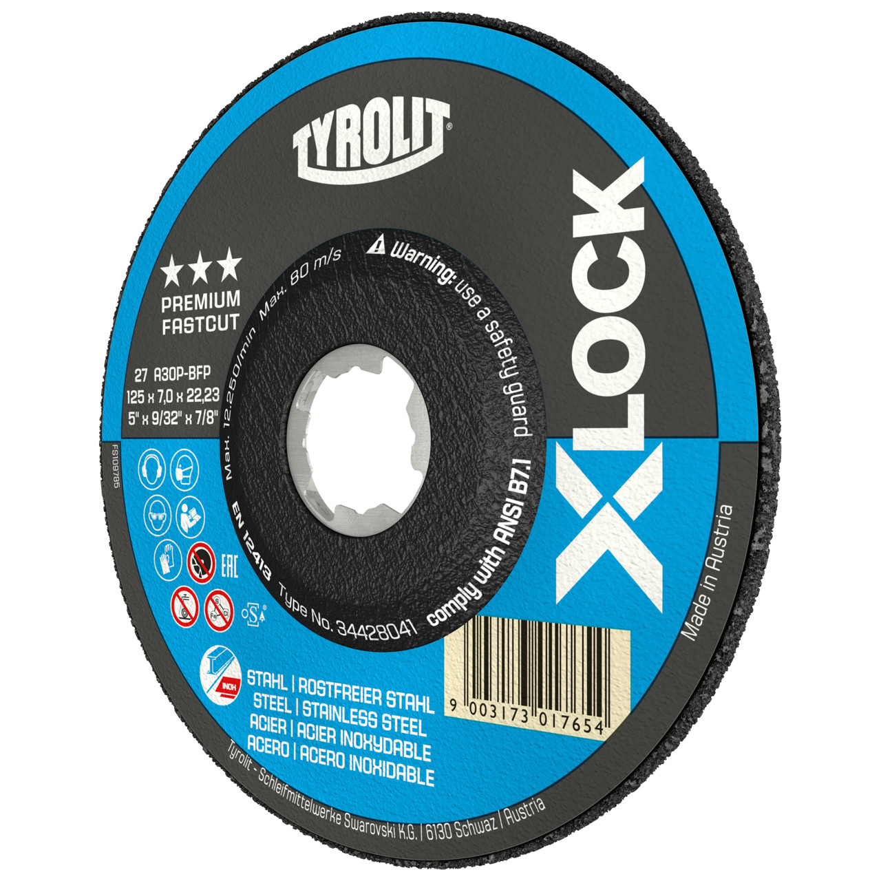 Tyrolit Roughing disc DxUxH 125x7x22.23 X-LOCK for steel and stainless steel