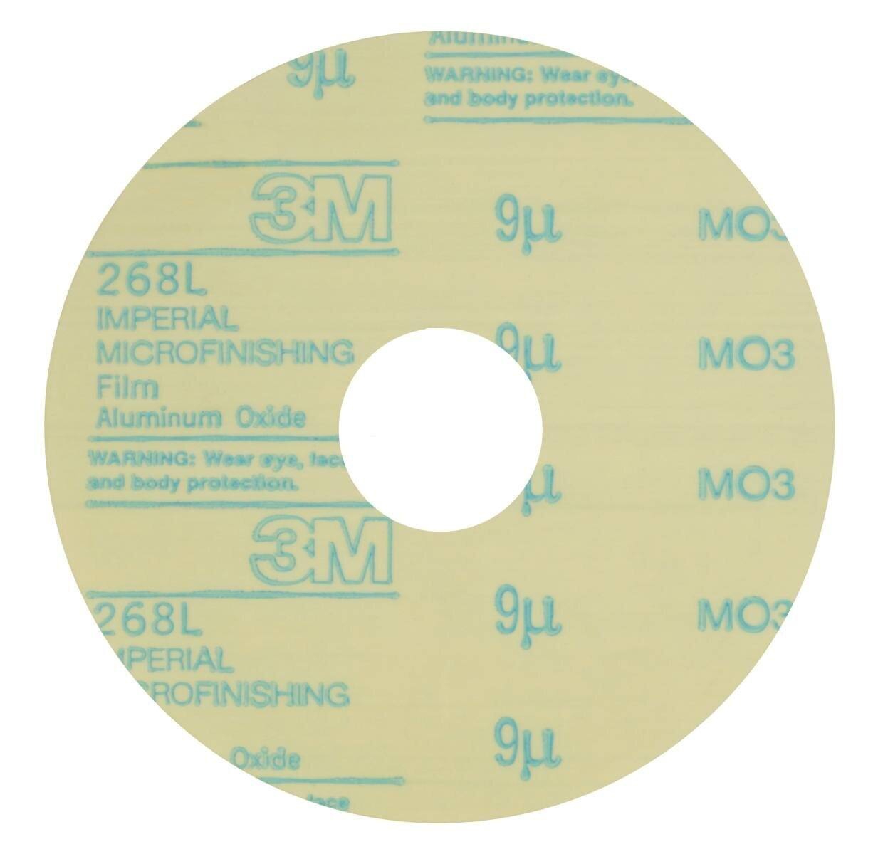 3M Stikit Zelfklevende microfinishing filmschijf 268L, 76,2 mm x 22 mm, 15 micron, PSA, 500 stuks / rol