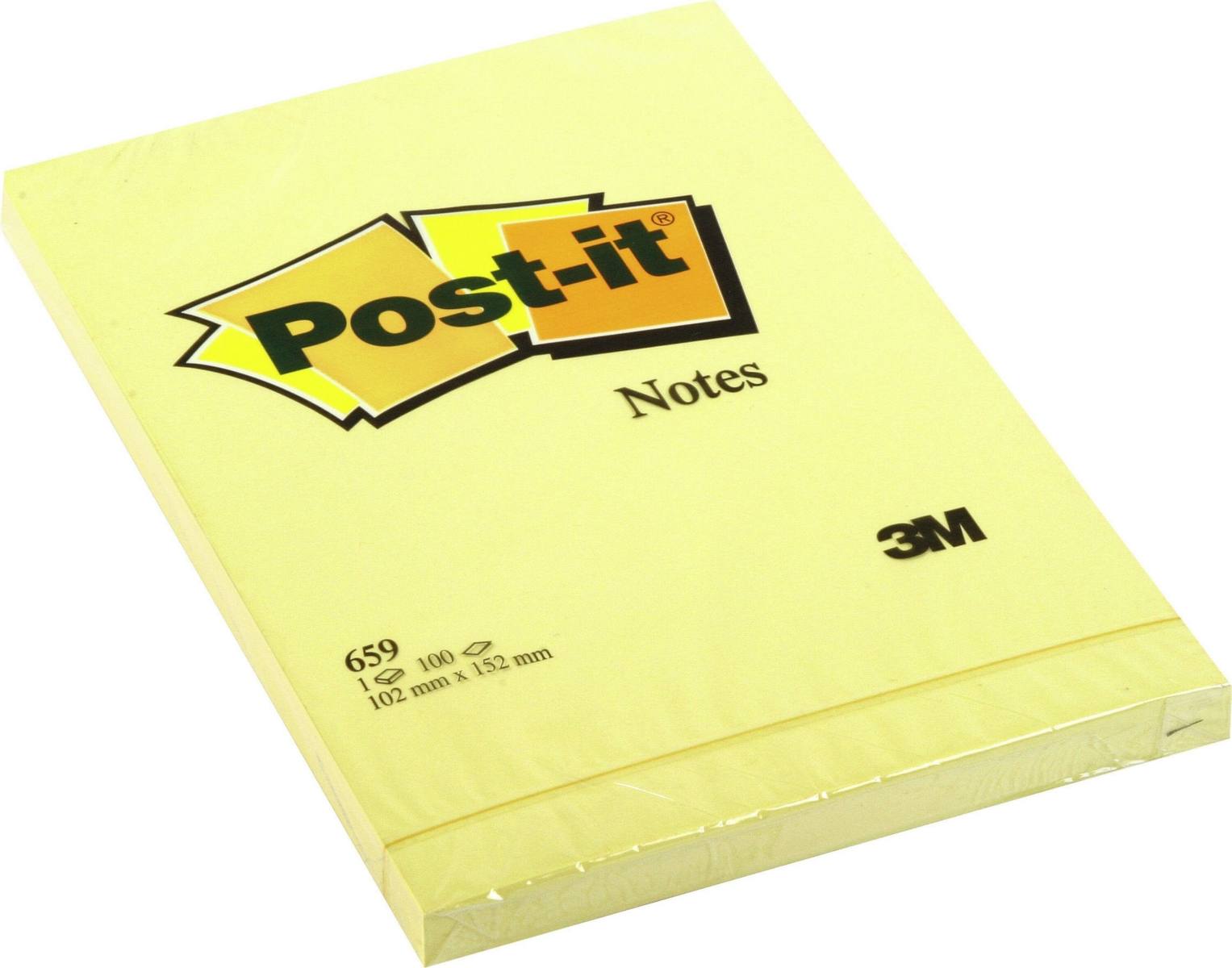 3M Post-it Notes 659, 102 mm x 152 mm, jaune, 1 bloc de 100 feuilles