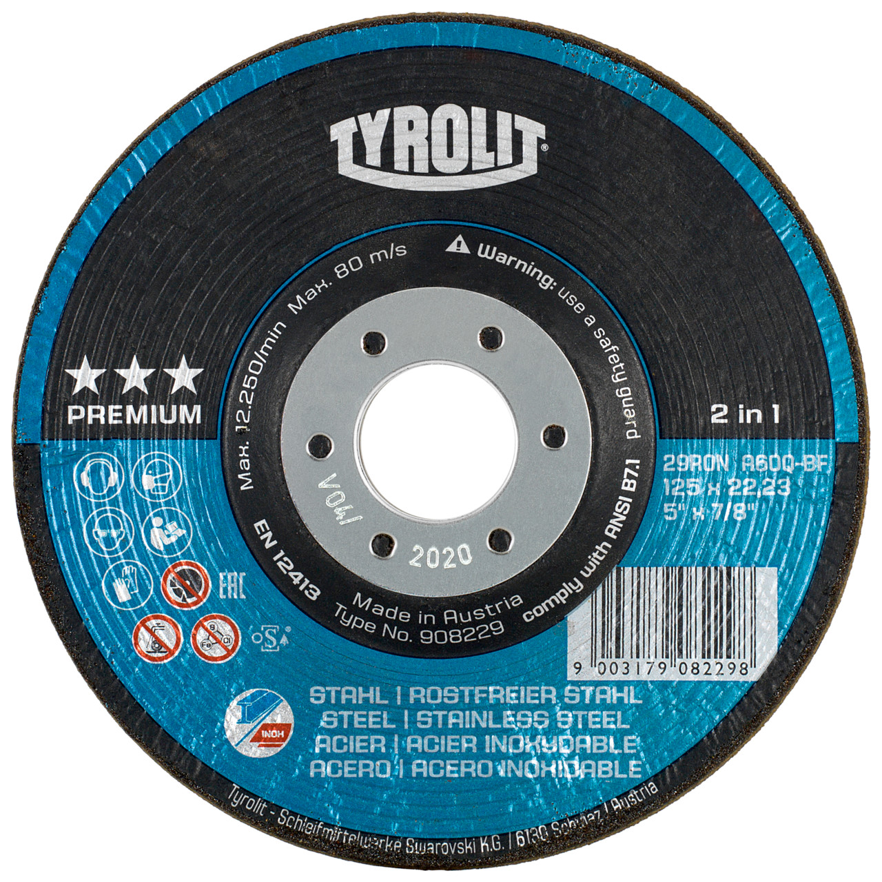 TYROLIT RONDELLER DxH 125x22,23 2in1 für Stahl und Edelstahl, Form: 29RON (Rondeller®), Art. 57005