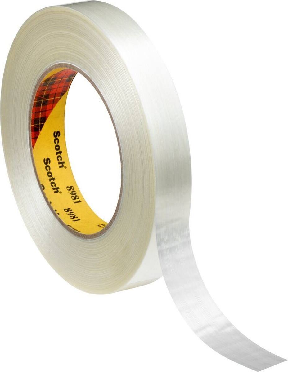 3M Cinta adhesiva de filamentos Scotch 8981, Transparente, 19 mm x 50 m, 0,168 mm