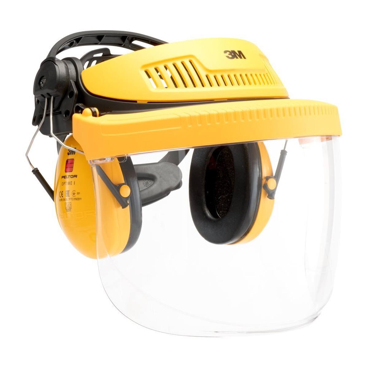 3M Gesichtsschutz G500, Multisystem G500V5F11H510-GU Kopfhalterung - gelb inkl. Kapselgehörschutz H510P3E, SNR = 26 dB mit Visier 5F-11 Polycarbonat