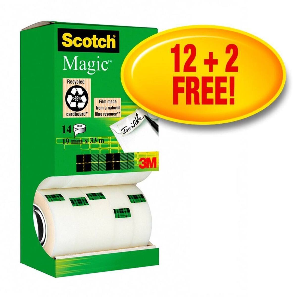 3M Promoción de cinta adhesiva Scotch Magic con 14 rollos de 19 mm x 33 m