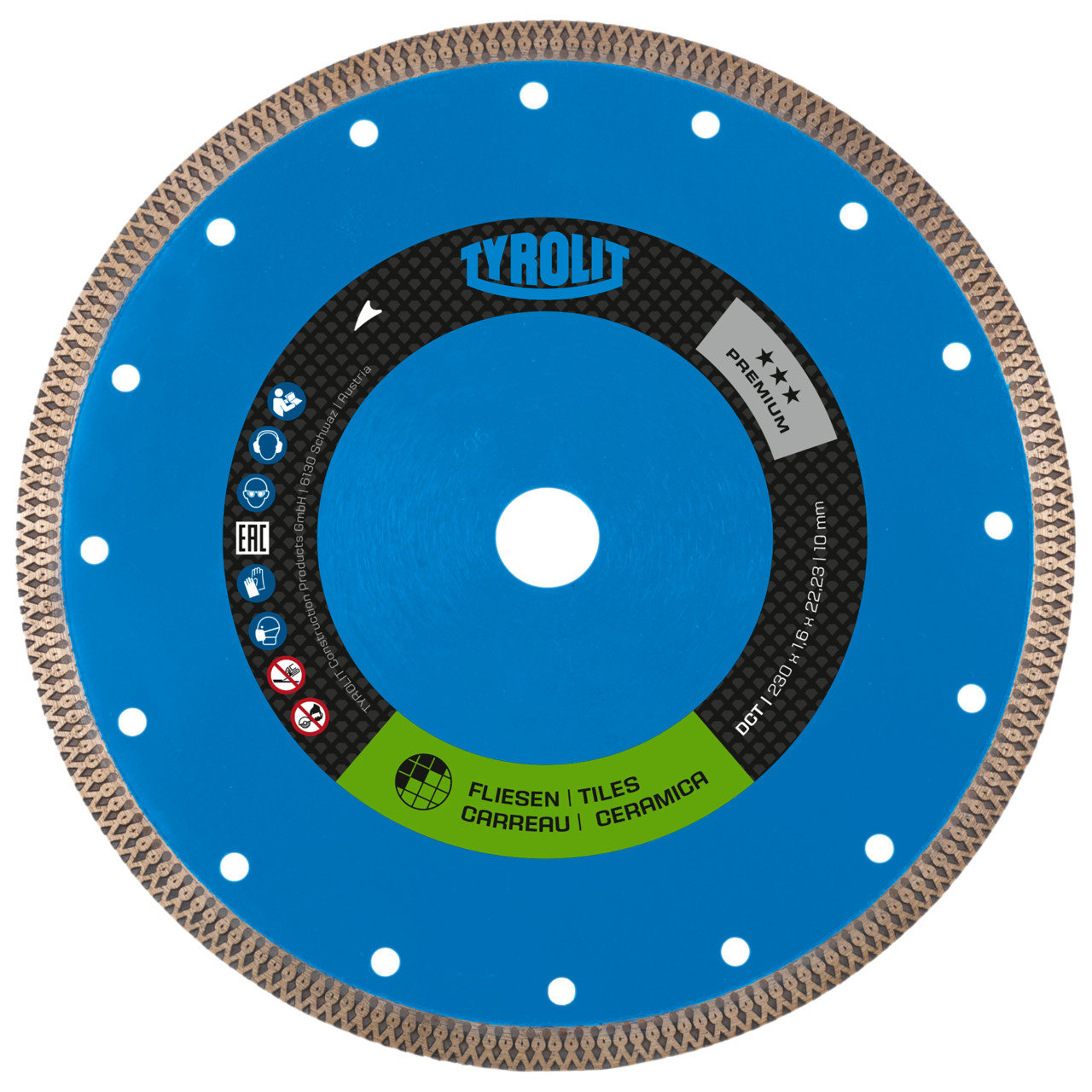 Tyrolit Dry-cutting saw blades DxDxH 105x1.2x20 DCT, shape: 1A1R (cutting disc with continuous cutting wheel), Art. 639558