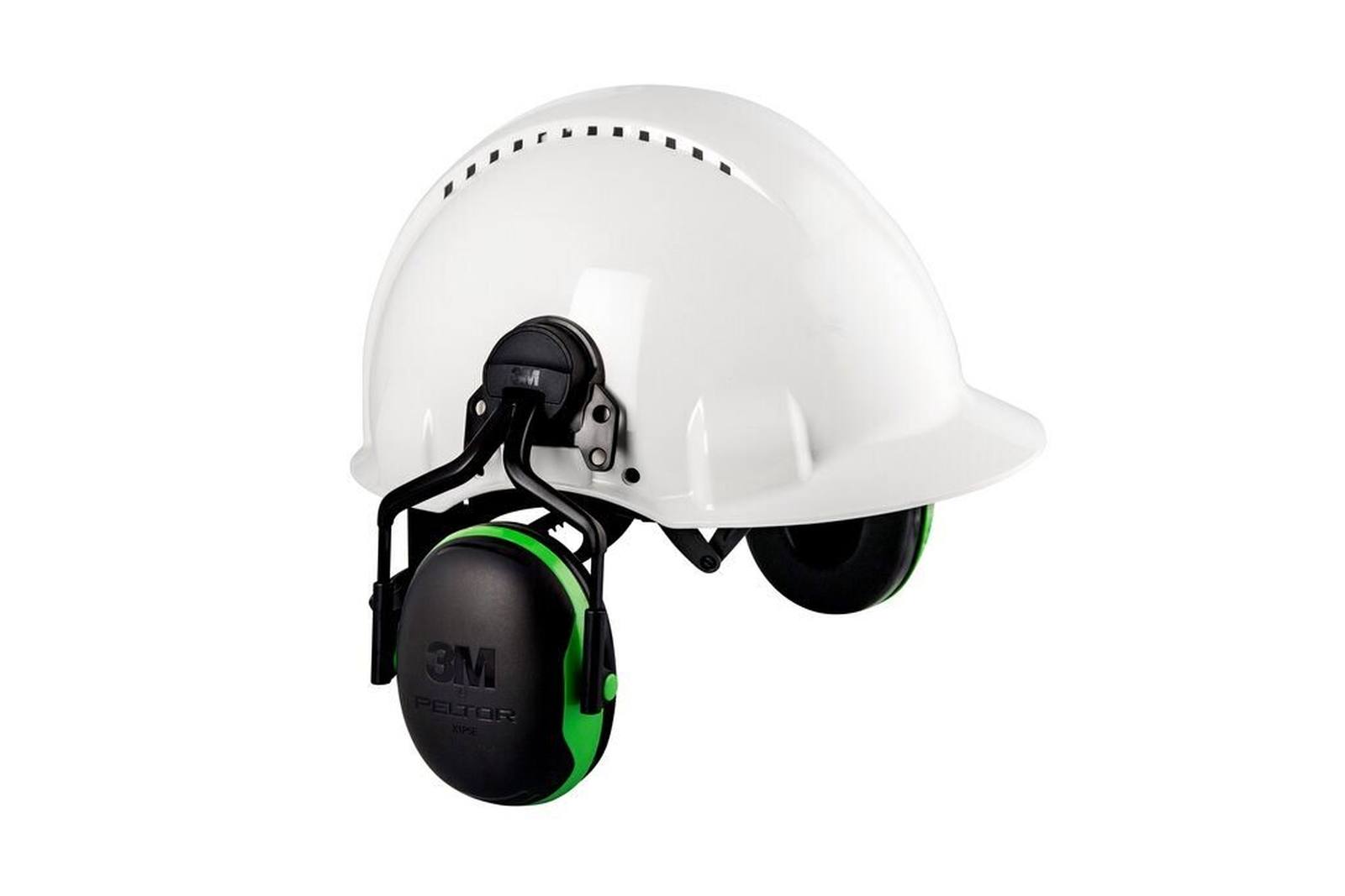 3M PELTOR Earmuffs, X1P3E helmet attachment, green, SNR=26 dB with helmet adapter P3E (for all 3M helmets, except G2000)