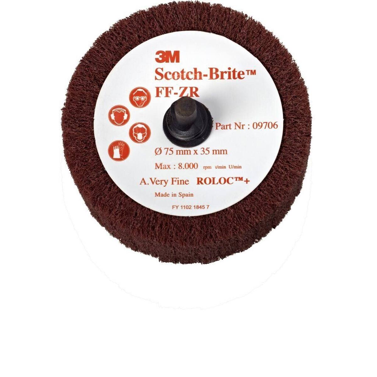 3M Scotch-Brite Roloc Flap brush FF-ZR, red-brown, 50.8 mm, 25 mm, A, very fine #09704