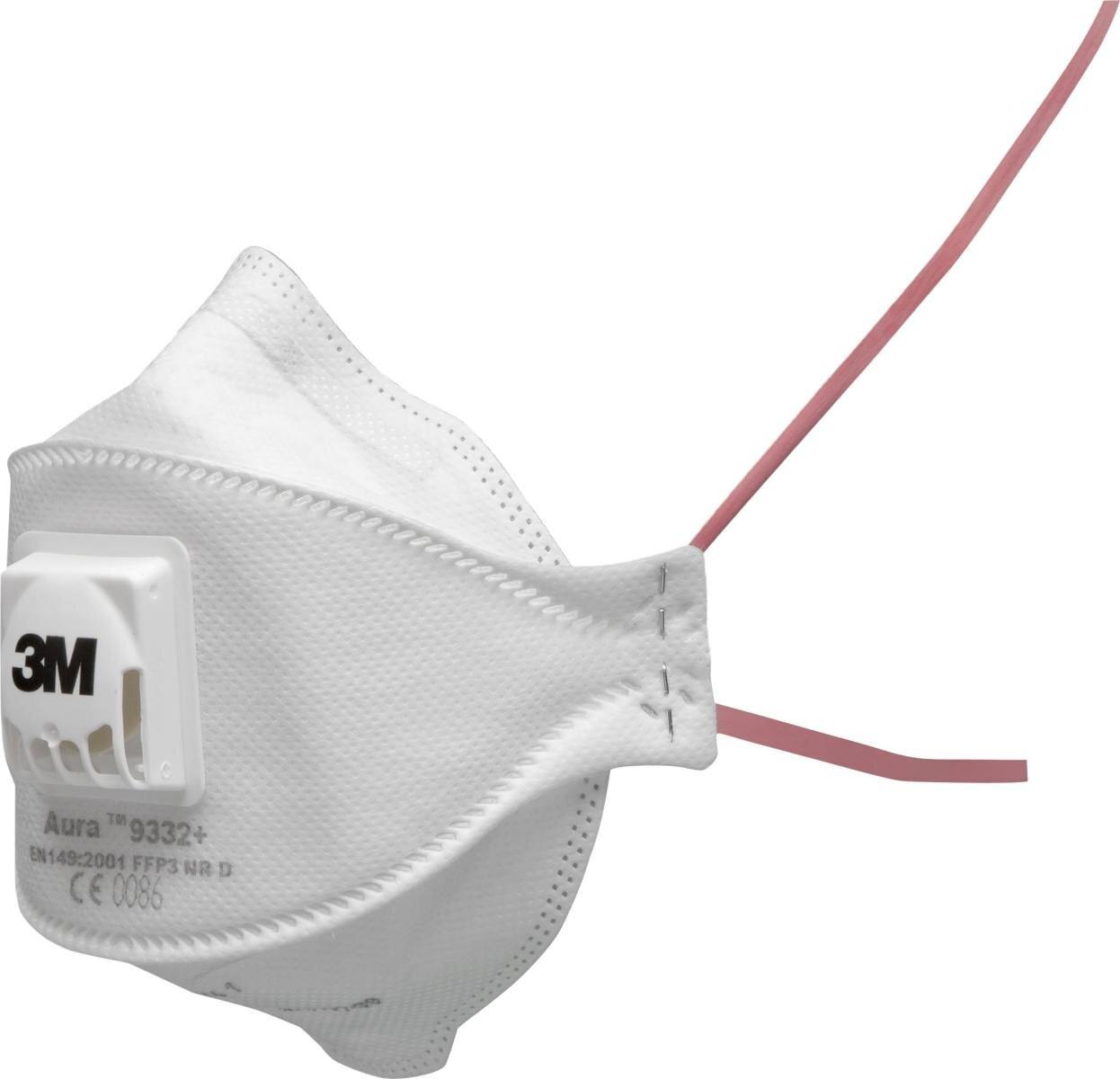 3M 9332+SV Aura Masque de protection respiratoire FFP3 avec valve d'expiration Cool-Flow, jusqu'à 30 fois la valeur limite (emballage individuel hygiénique), petit paquet
