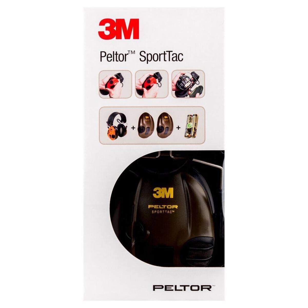 3M PELTOR SportTac, 26 dB, cápsulas negra/roja, diadema plegable, STAC-RD