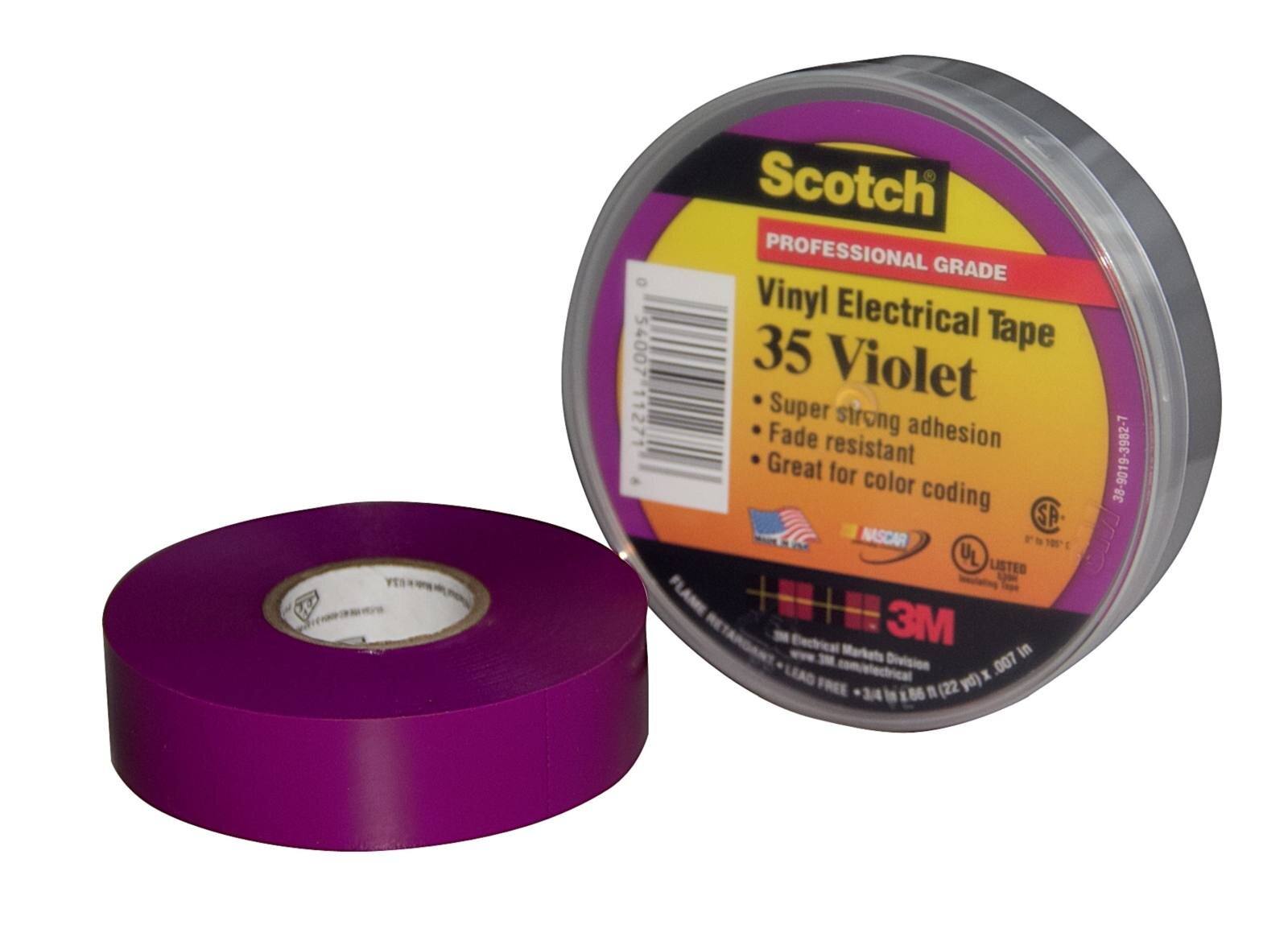 3M Ruban isolant électrique vinyle 35, violet, 19 mm x 20 m, 0,18 mm