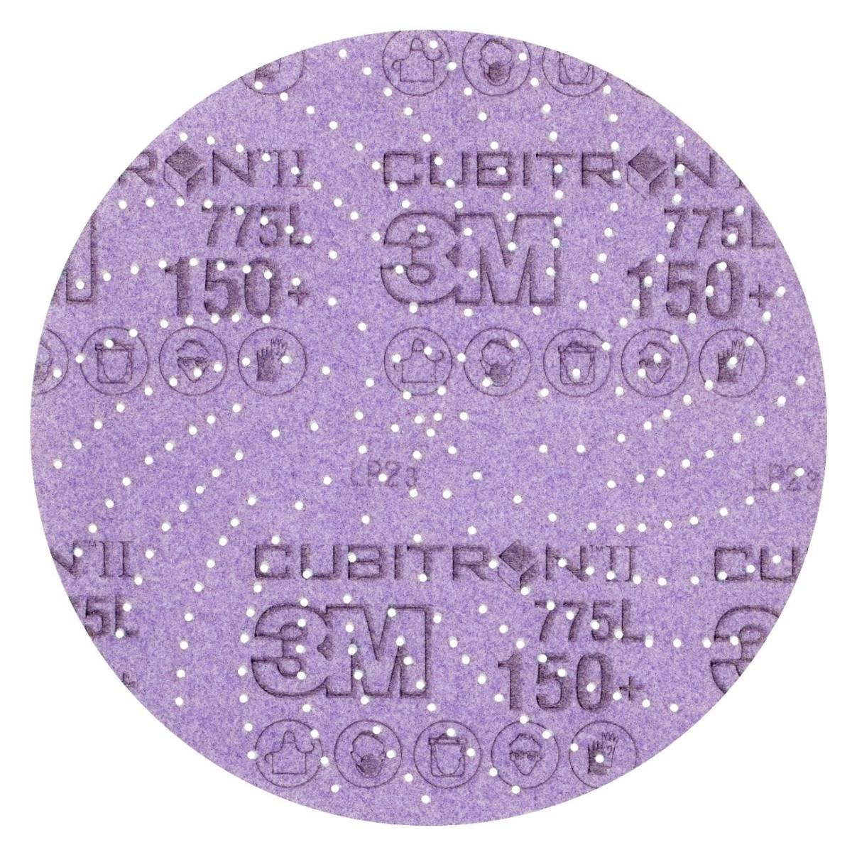 3M Cubitron II Disco de película Hookit 775L, 150 mm, 150+ multiagujeros #64259