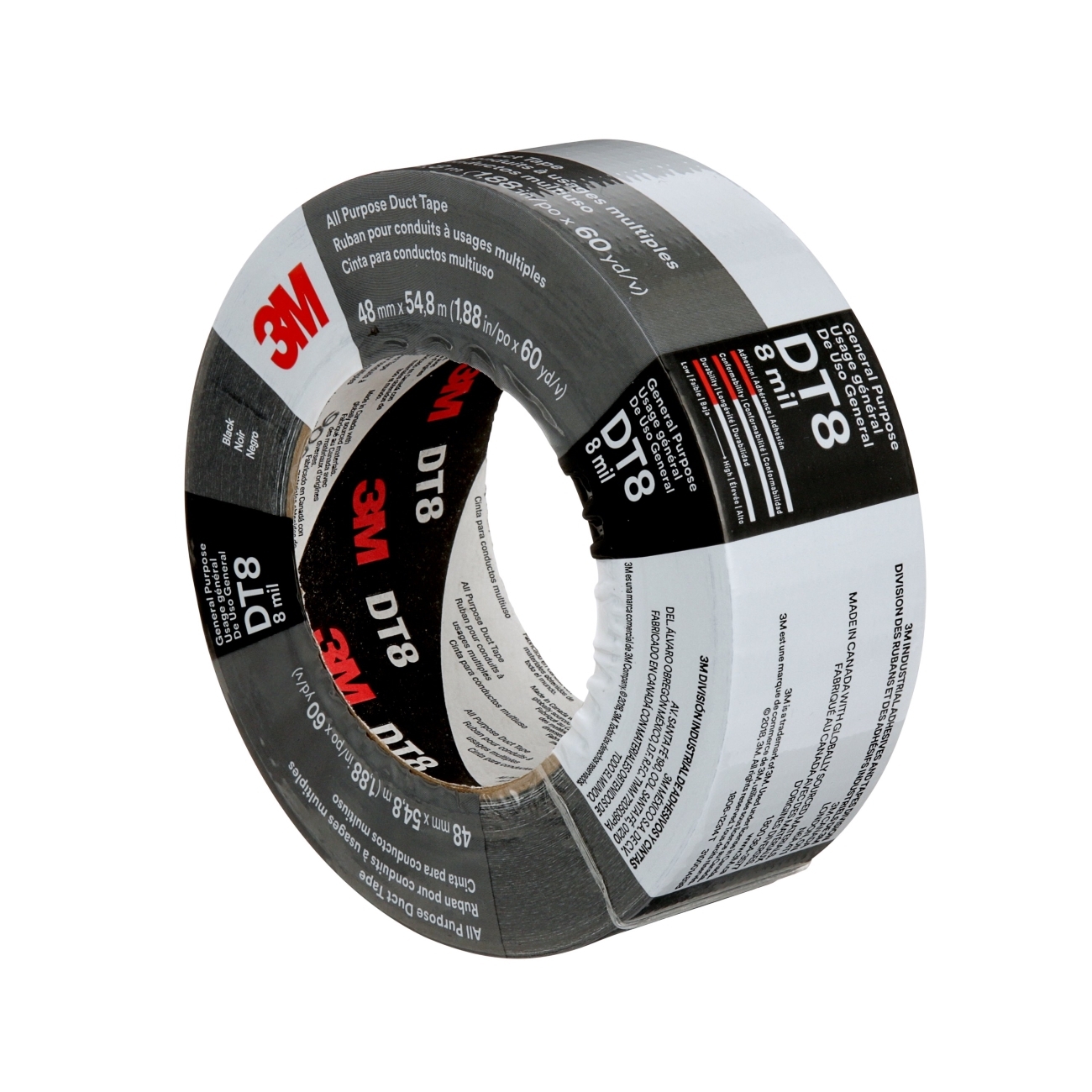 3M universele tape DT8, zilver, 48 mm x 55 m, 0,2 mm