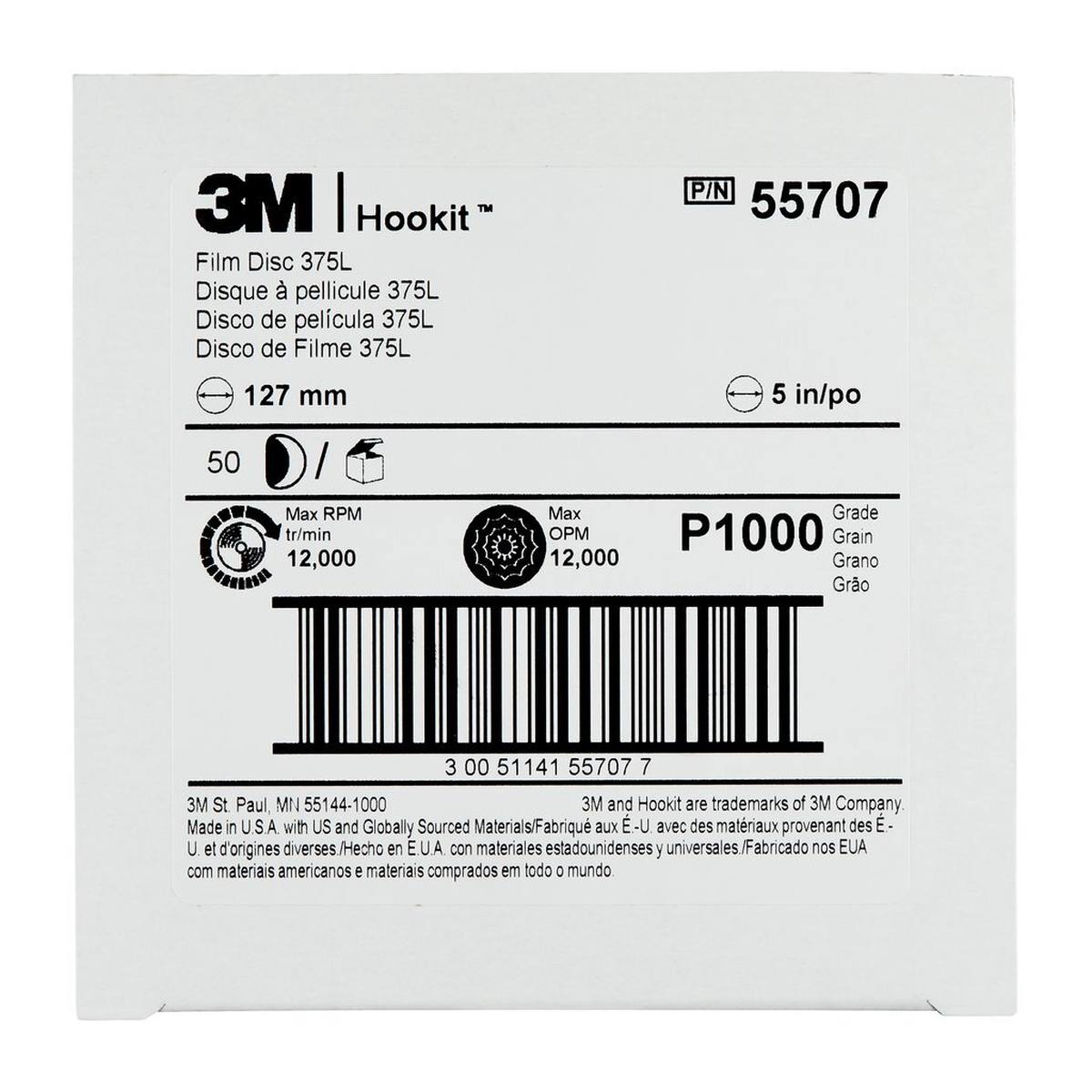 3M Hookit Velcro-backed disc 375L, 150 mm, P1500, perforated 15 times
