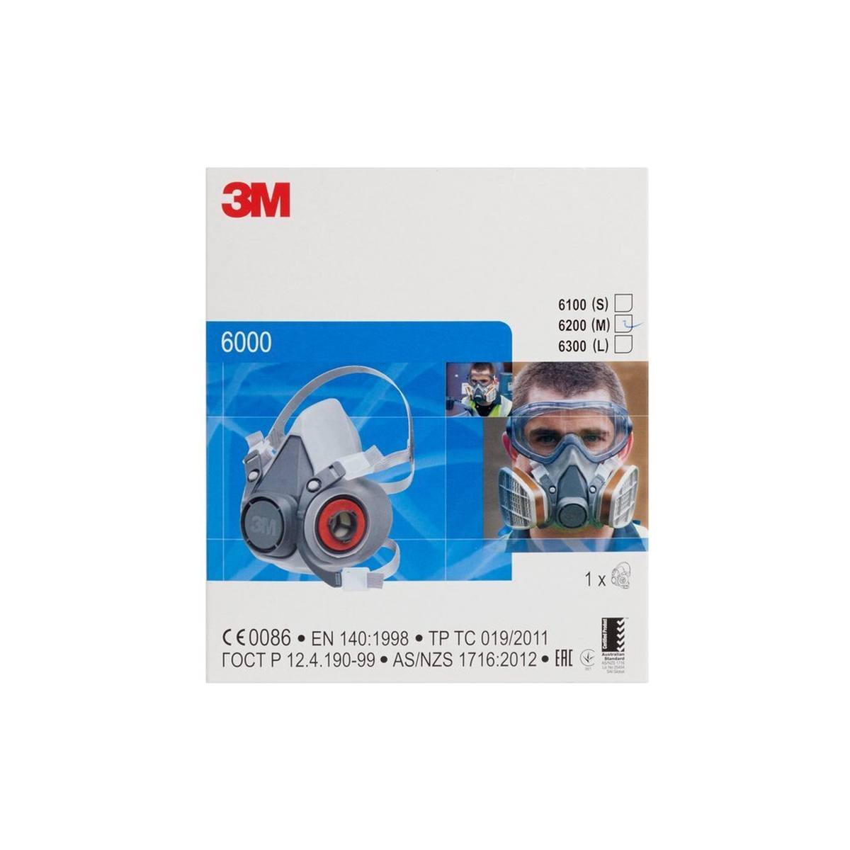 3M 6200M Medio cuerpo de máscara Elastómero termoplástico/polipropileno Talla M