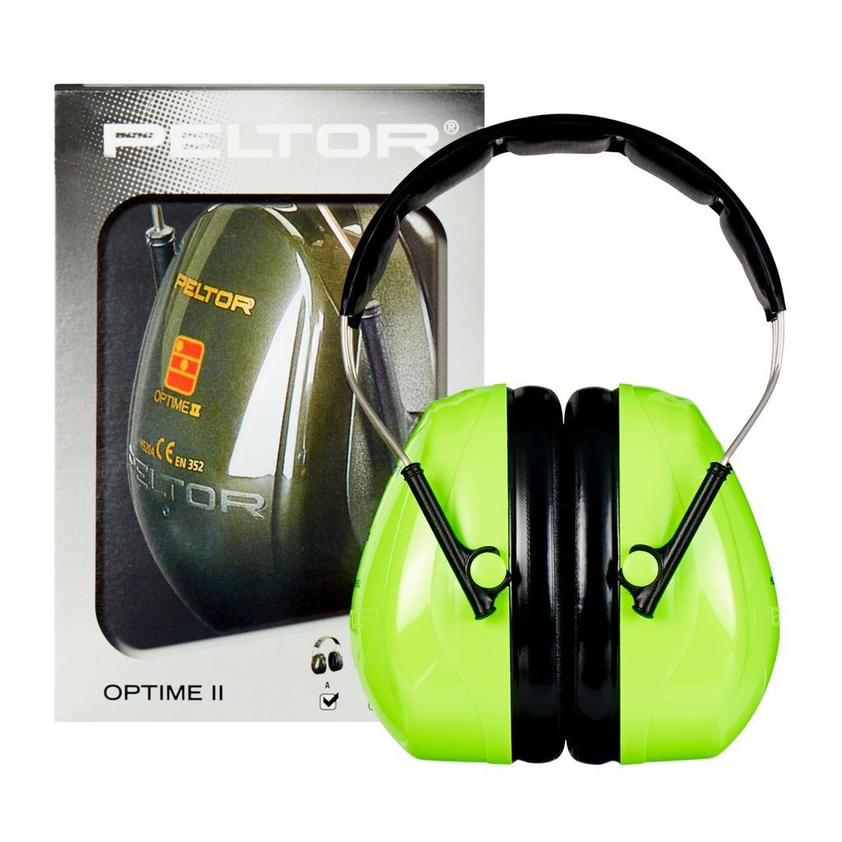 3M PELTOR Optime II oorkappen, Hi-Viz hoofdband, hoge zichtbaarheid, SNR=31 dB, H520AV