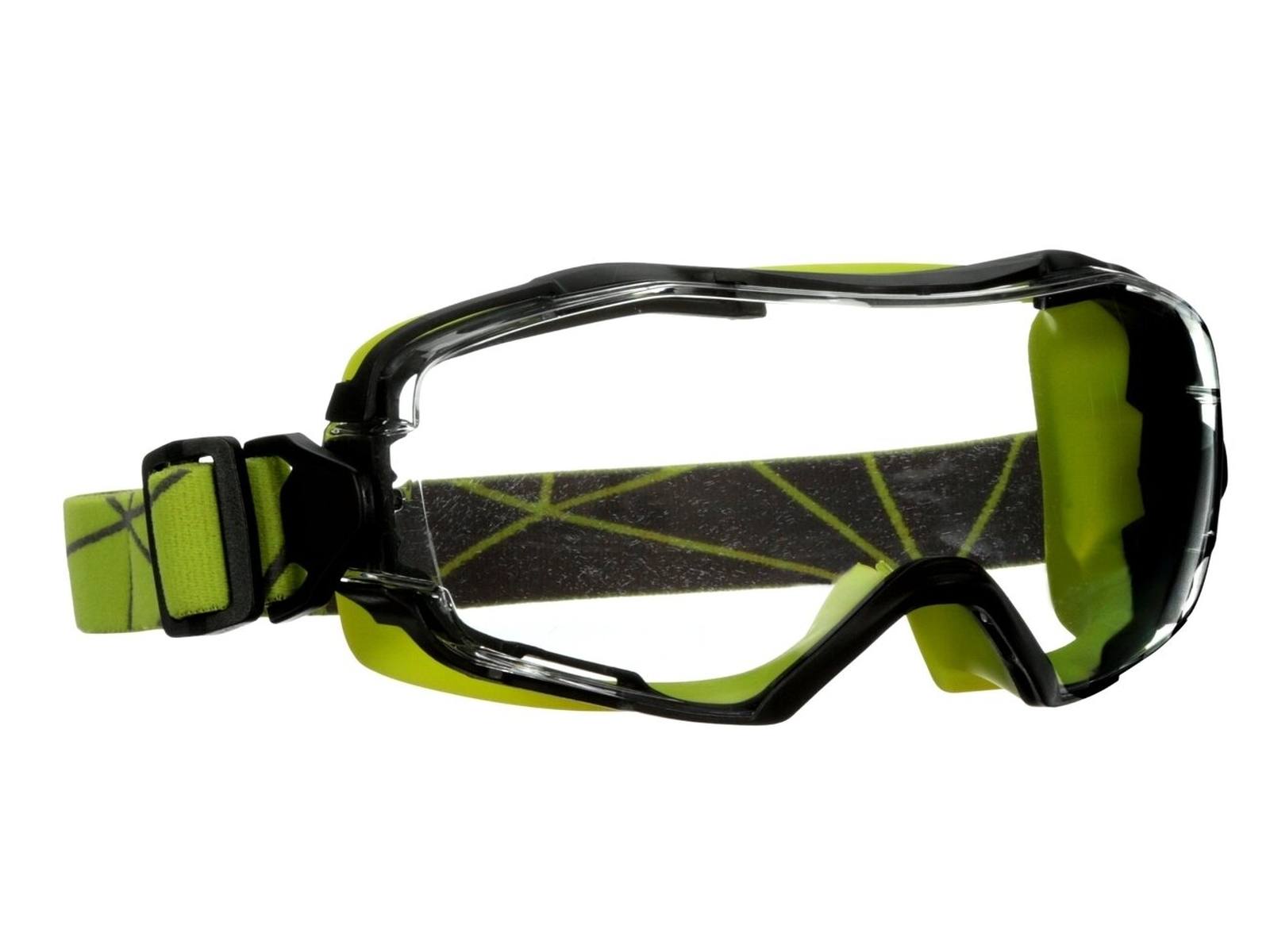occhiali di protezione 3M GoggleGear 6000, montatura verde lime, rivestimento Scotchgard antiappannamento/antigraffio (K&amp;N), lenti chiare, GG6001SGAF-GRN-EU