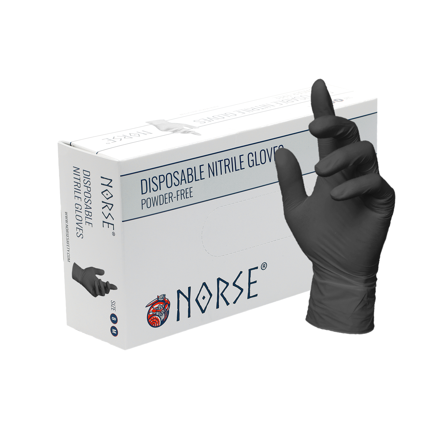 NORSE Guantes desechables de nitrilo negro - Talla 6/XS