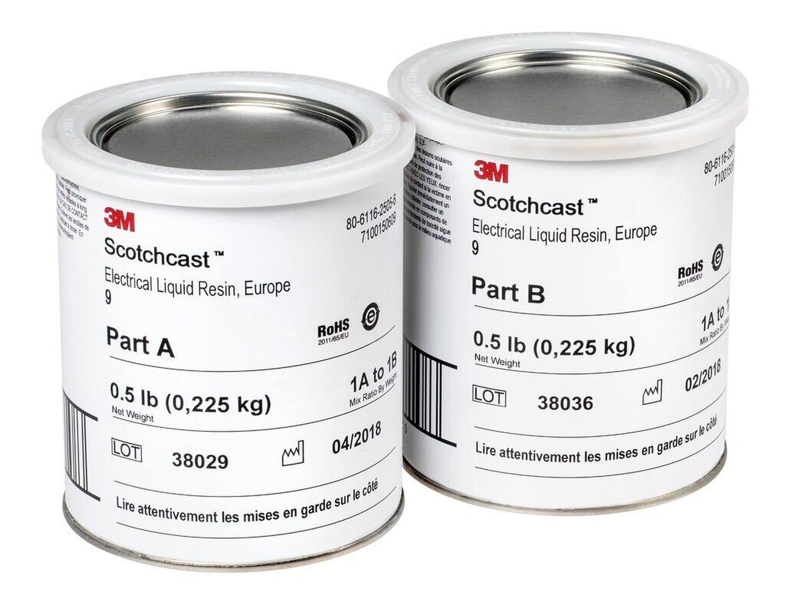 3M Scotchcast 9N Epoxid-Flüssigharz, Braun, Teil A+B, 0,45 kg