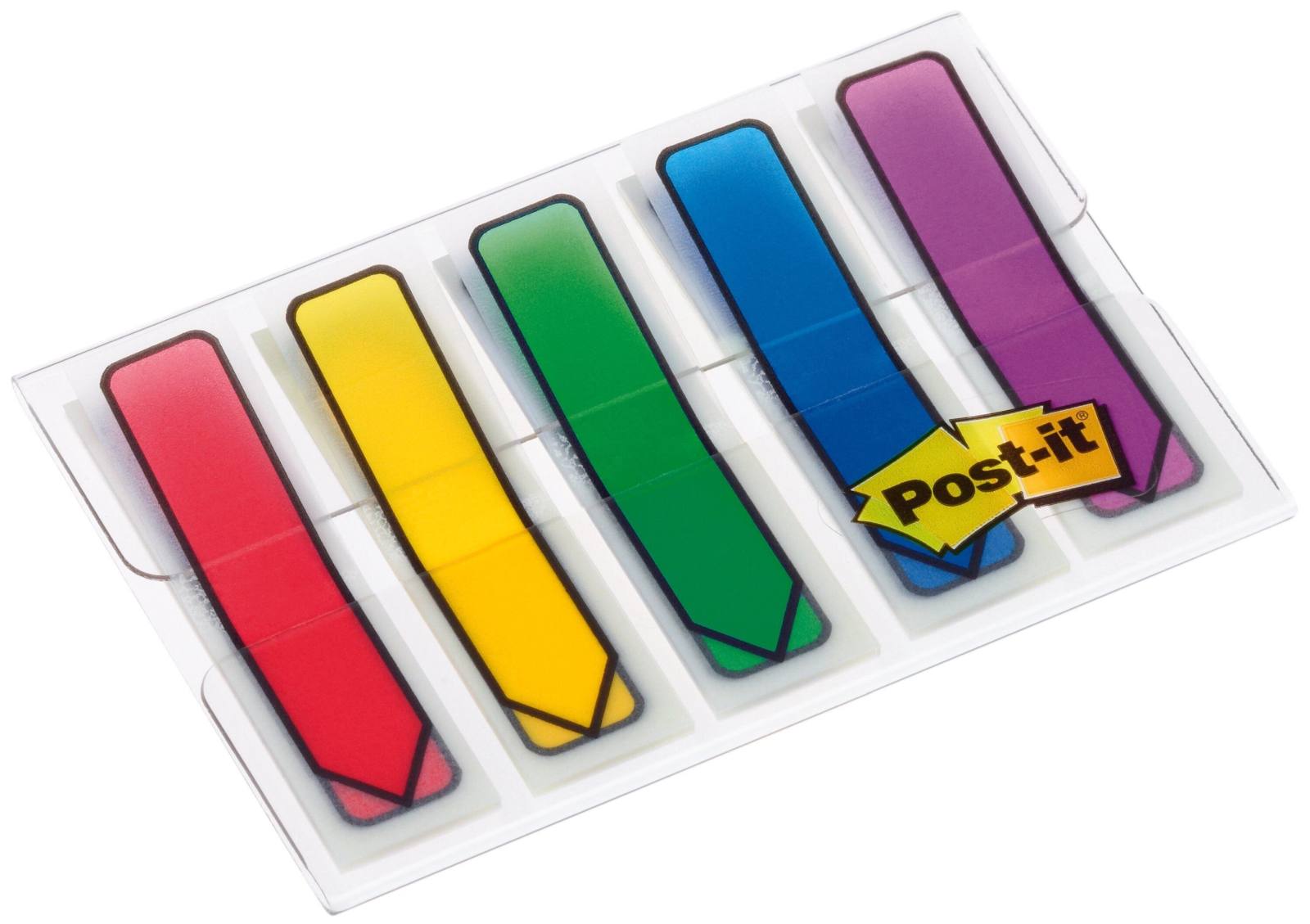 3M Post-it Index Pfeile 684ARR1, 11,9 mm x 43,2 mm, blau, gelb, grün, lila, rot, 5 x 20 Haftstreifen