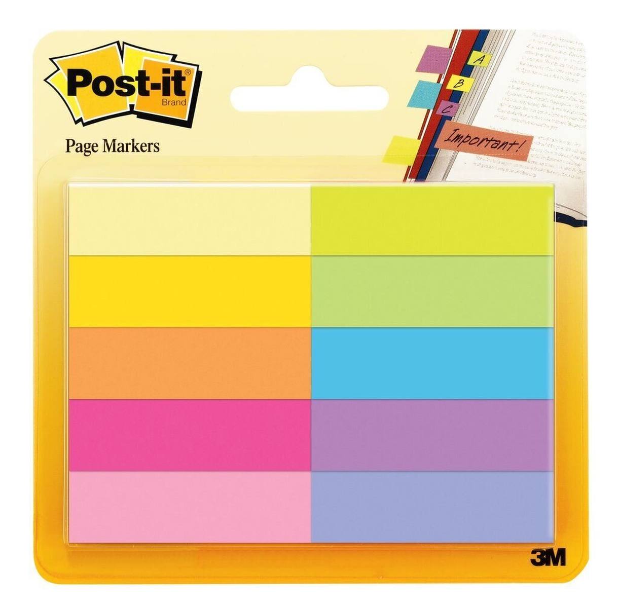 3M Post-it Page Marker 670-10AB, 12,7 mm x 44,4 mm, verschiedene Farben, 10 x 50 Blatt