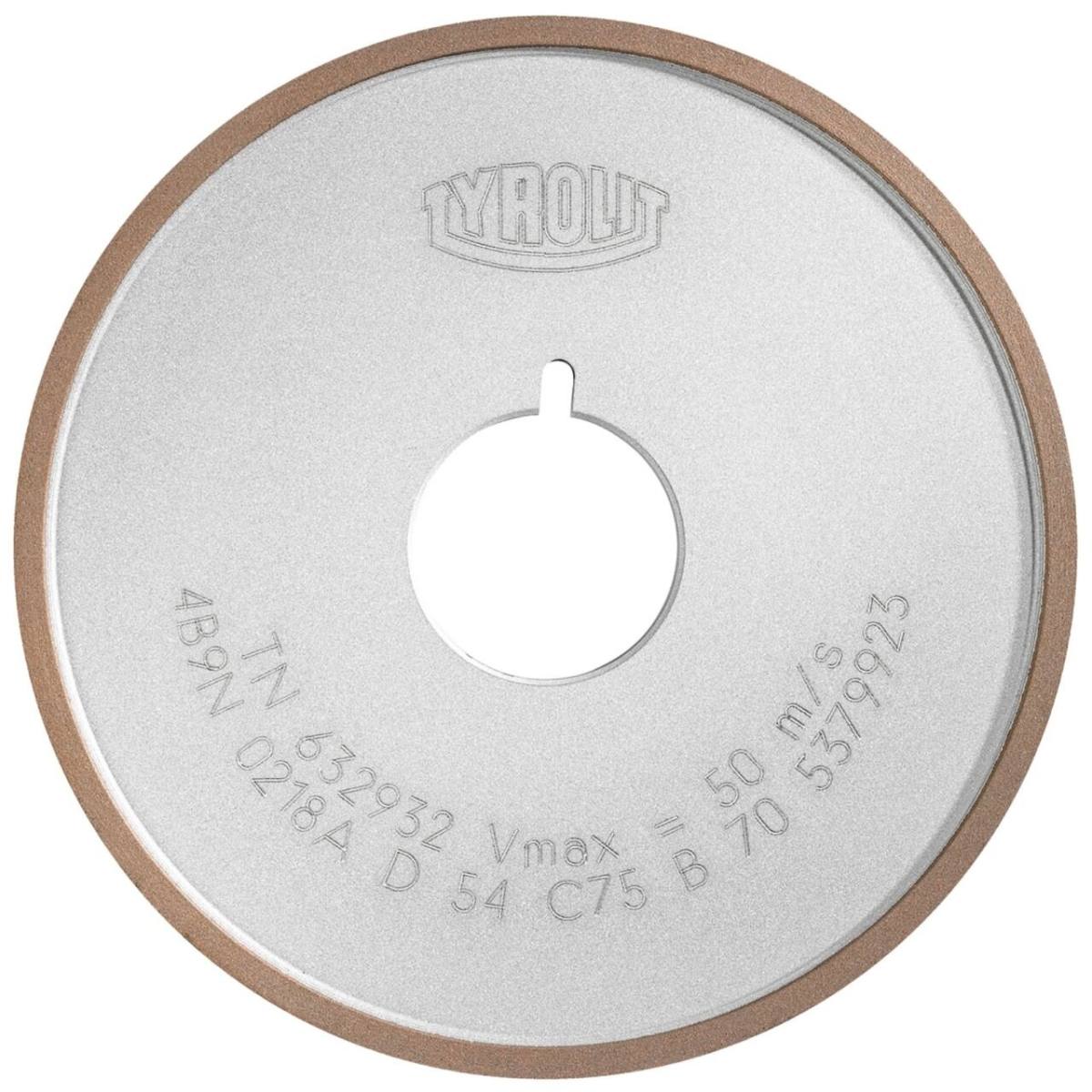 Tyrolit Resin-bonded diamond discs for chip removal (face grinding) DxDxH 200x13x32 For carbide, shape: 12V2, Art. 462766