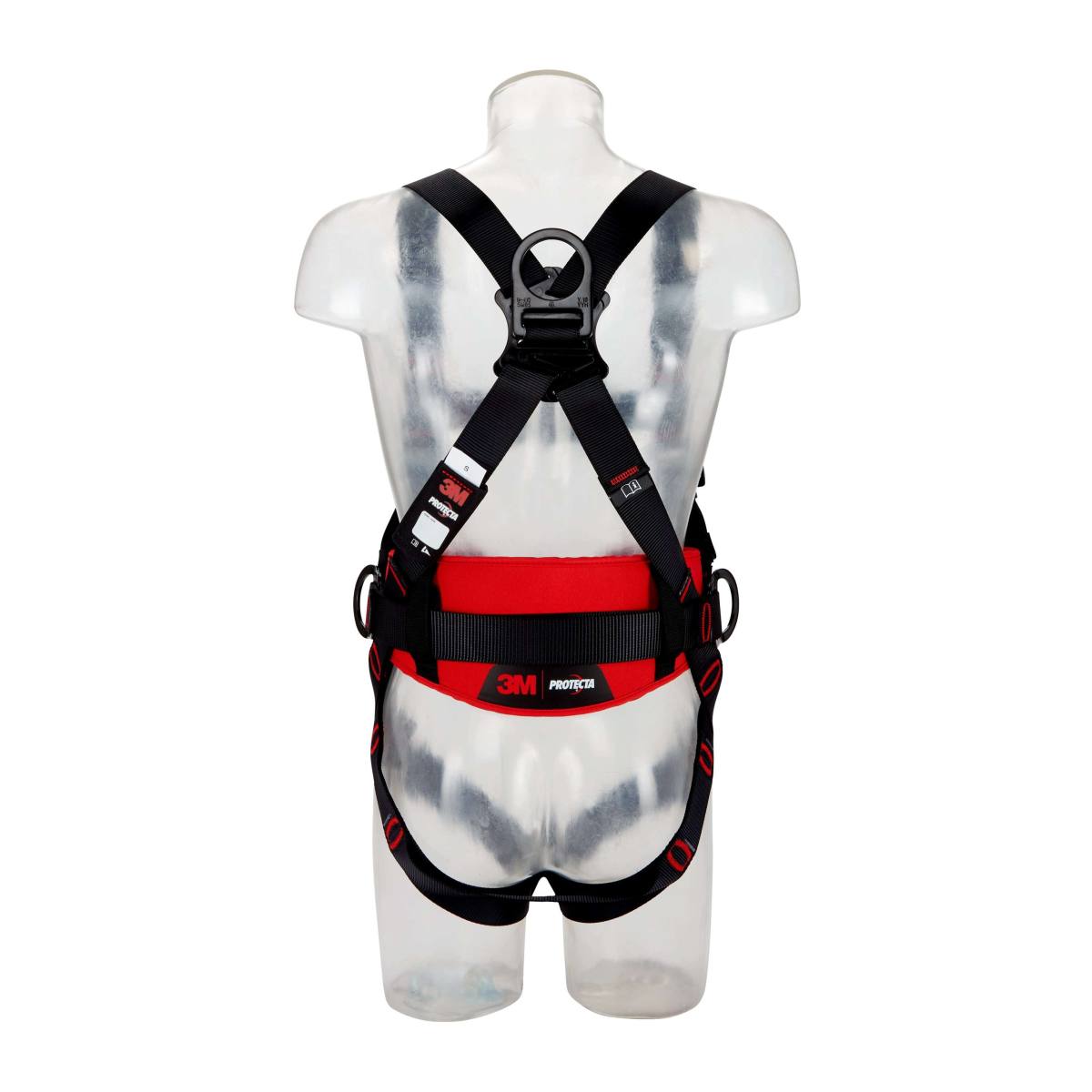 3M PROTECTA Full body harness - chest and rear fall arrest eyelets, comfort harness with side attachment points, automatic buckles, chest and rear fall indicators, belt end depot, label protection with labelling field, black coated, M/L
