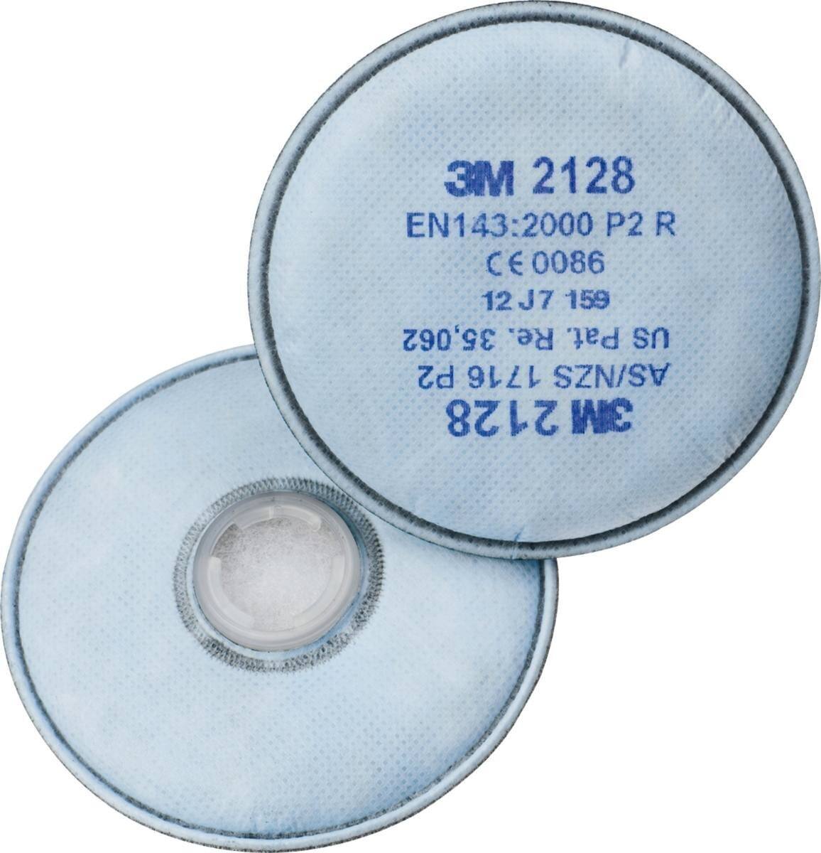 3M 2128 P2R Partikelfilter mit Aktivkohle mit zusätzlichem Schutz gegen organische und saure Gase und Dämpfe unter Grenzwert und Ozon