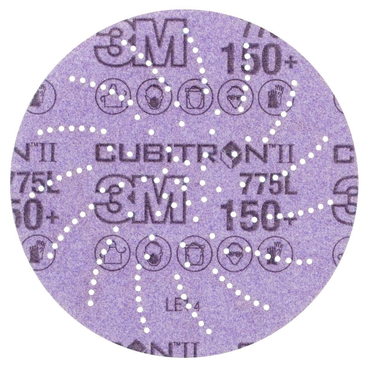 3M Cubitron II Hookit disco de película 775L, 150 mm, 80 , multiagujero #86824