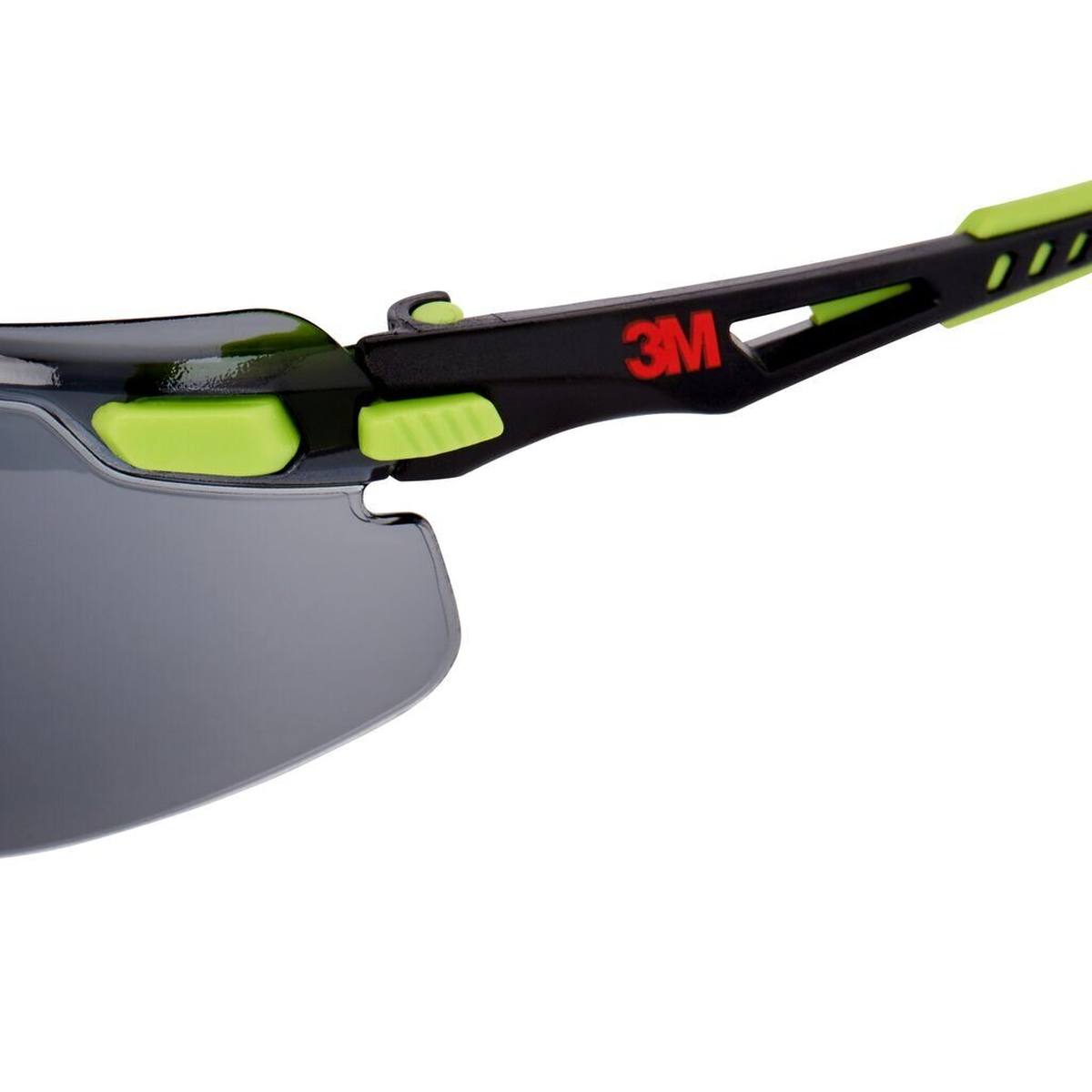 occhiali di sicurezza 3M Solus 1000, aste verdi/nere, rivestimento Scotchgard antiappannamento/antigraffio (K&amp;N), lente grigia, S1202SGAF-EU