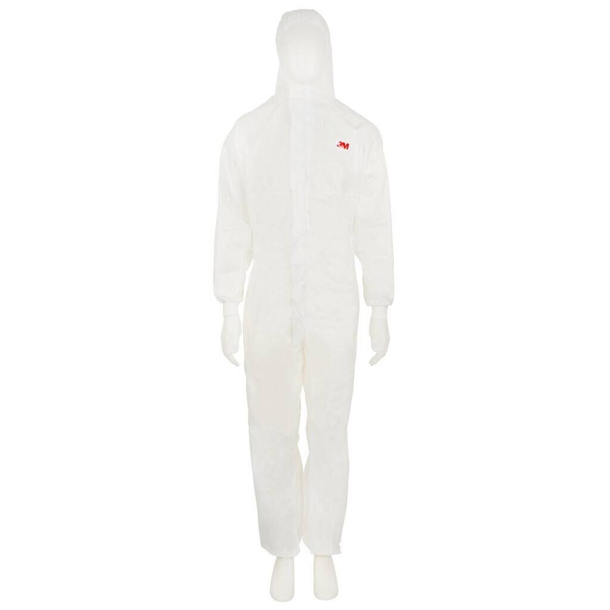 3M 4520 coverall, white+green, type 5/6, size XXL, material SMMS low-linting, breathable, antistatic, knitted cuffs