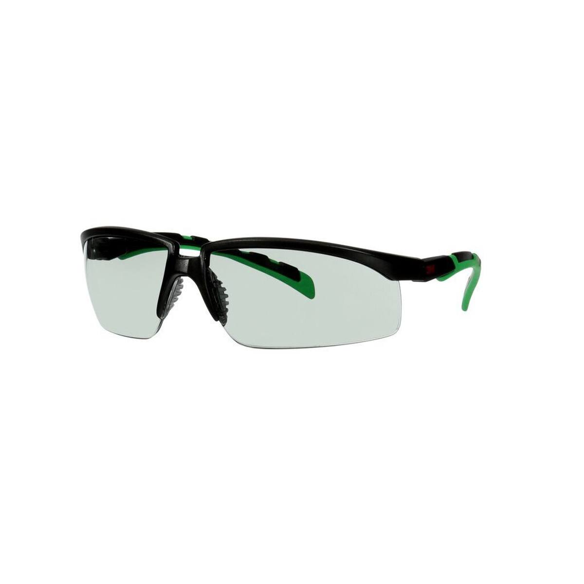3M Solus 2000 safety spectacles, black/green frame, anti-scratch coating + (K), grey lens IR 1.7, S2017ASP-BLK