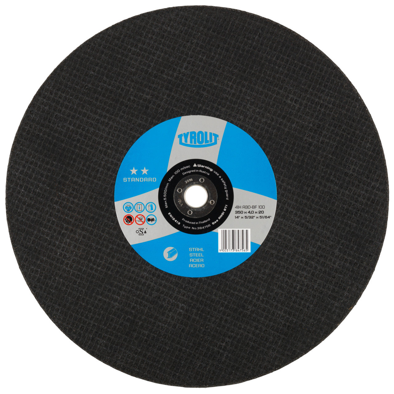 Tyrolit Cutting discs DxDxH 350x4x25.4 For steel, shape: 41 - straight version, Art. 384758