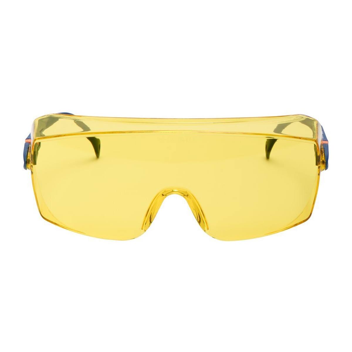 3M 2802 Lunettes de protection AS/UV, PC, teintées jaune, réglables, idéales comme surlunettes pour les porteurs de lunettes