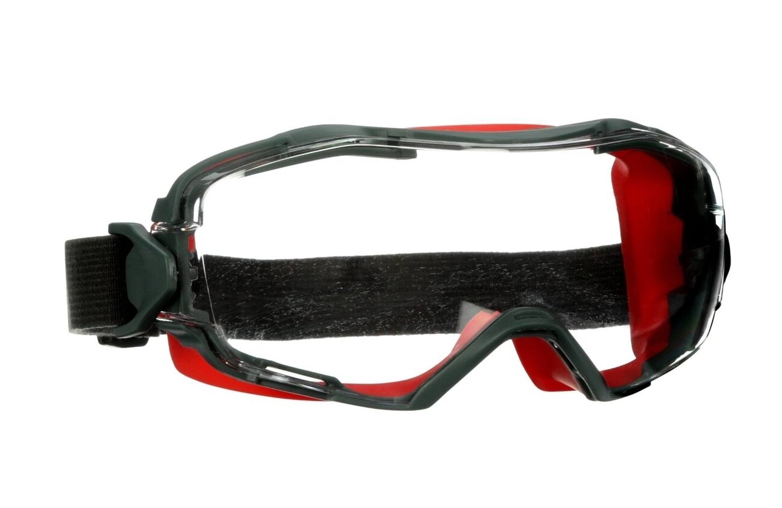 3M GoggleGear 6000 Vollsichtbrille, roter Rahmen, Scotchgard Antibeschlag-/Antikratz-Beschichtung (K&N), transparente Scheibe, GG6001SGAF-RED-EU