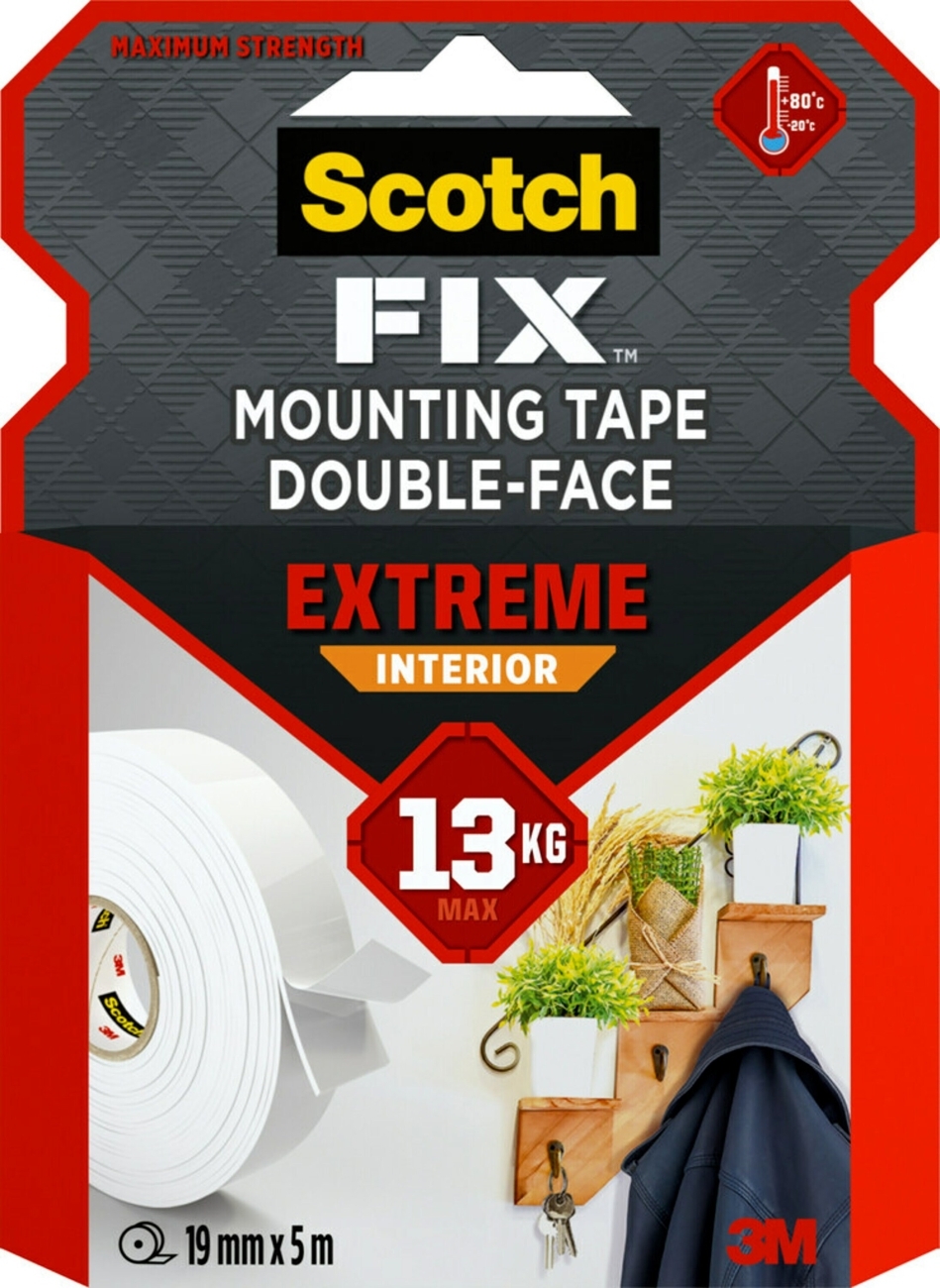 3M Scotch-Fix Extreme montagetape voor binnen PGS05-1950-P, 19 mm x 5 m, Tot 13 kg, 1 kg/15 cm