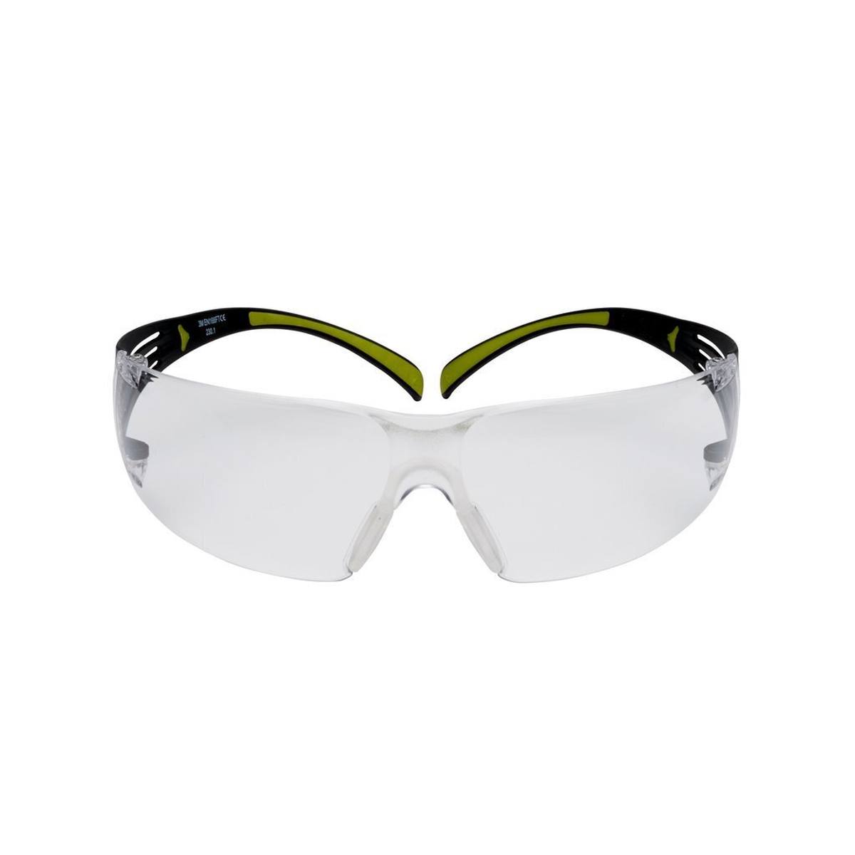 occhiali di sicurezza 3M SecureFit 400, aste nere/verdi, rivestimento antigraffio/antiappannamento, lenti chiare, SF401AS/AF-EU