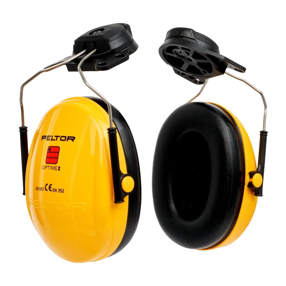 3M Peltor Optime I oorkappen, helmbevestiging, geel, met helmadapter P3E (voor alle 3M helmen, behalve G2000), SNR = 26 dB, H510P3E
