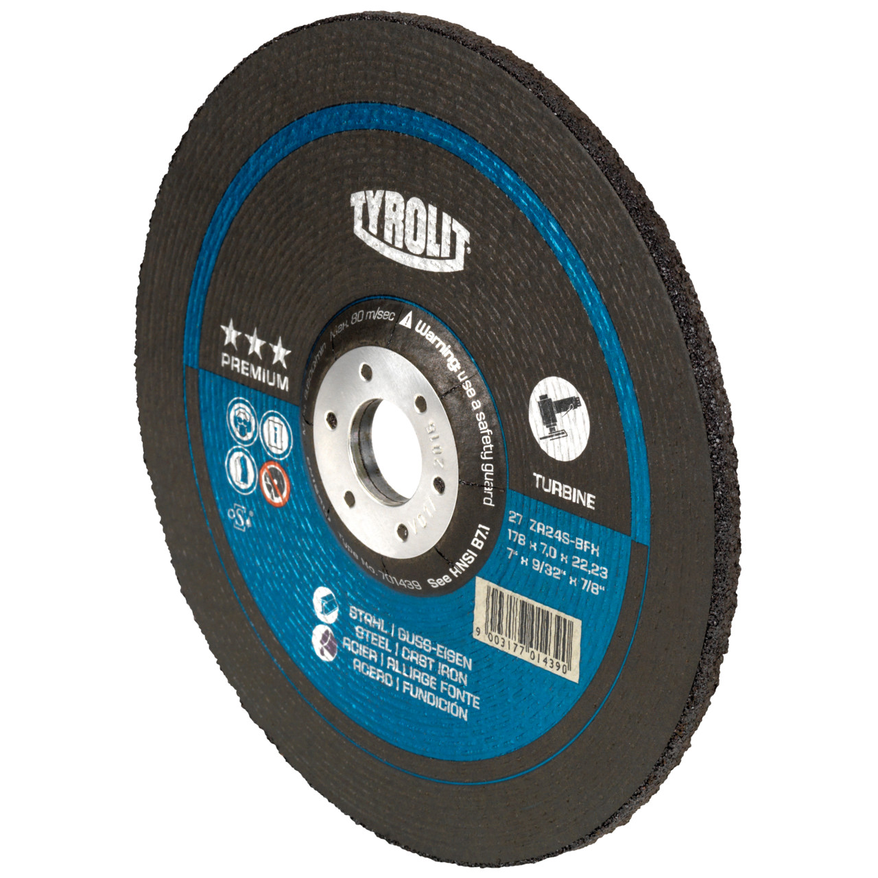 TYROLIT grinding wheel DxUxH 178x7x22.23 T-GRIND for steel and cast iron, shape: 27 - offset version, Art. 701439