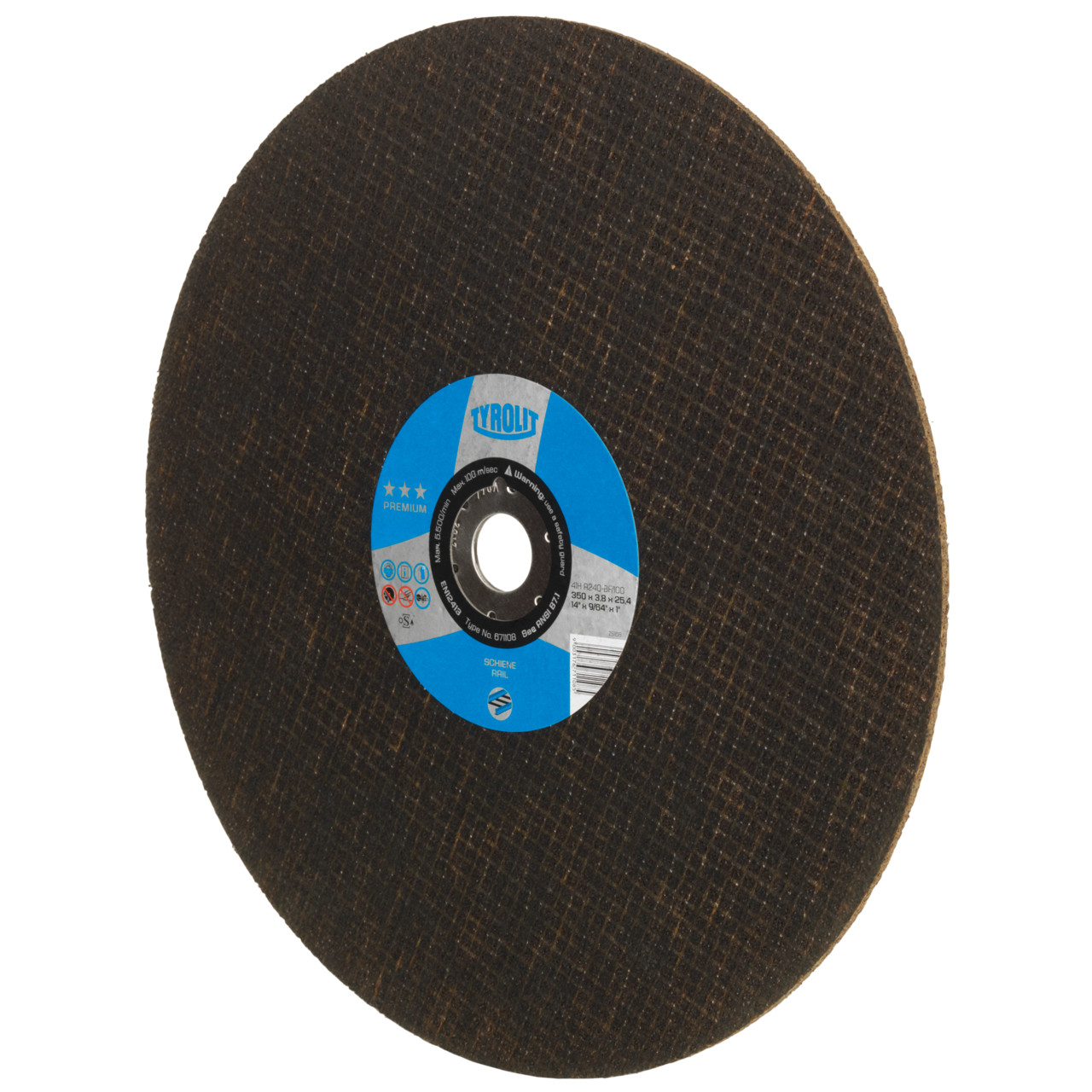 Tyrolit Cutting discs DxDxH 350x3.8x25.4 For rails, shape: 41 - straight version, Art. 671108