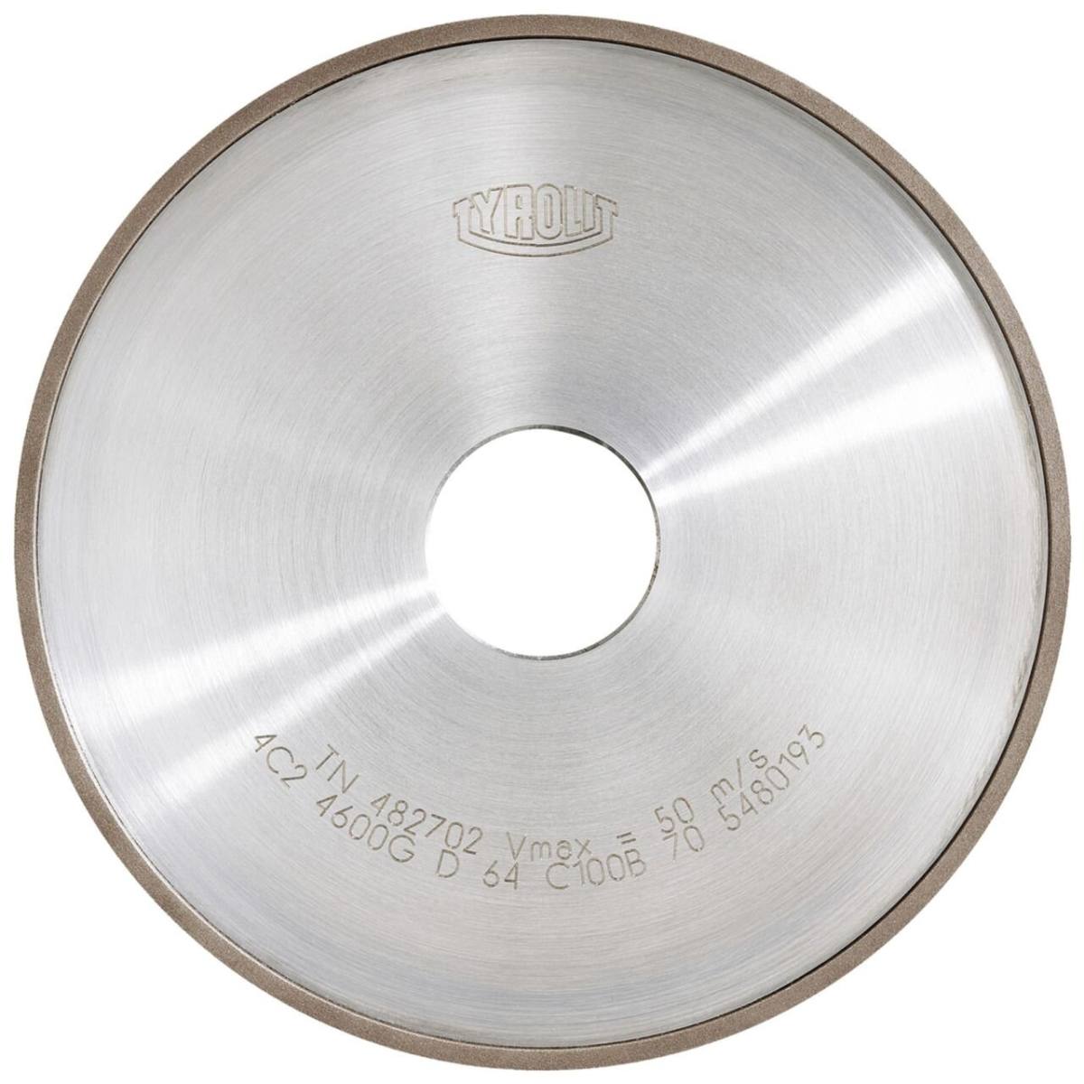TYROLIT Resin-bonded diamond wheels for flank machining DxDxH 100x10x32 For carbide, shape: 4B9, Art. 328027