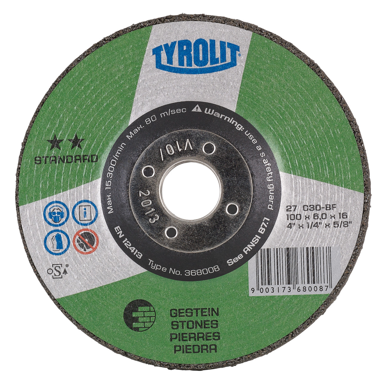 TYROLIT grinding wheel DxUxH 230x6x22.23 For stone, shape: 27 - offset version, Art. 367557