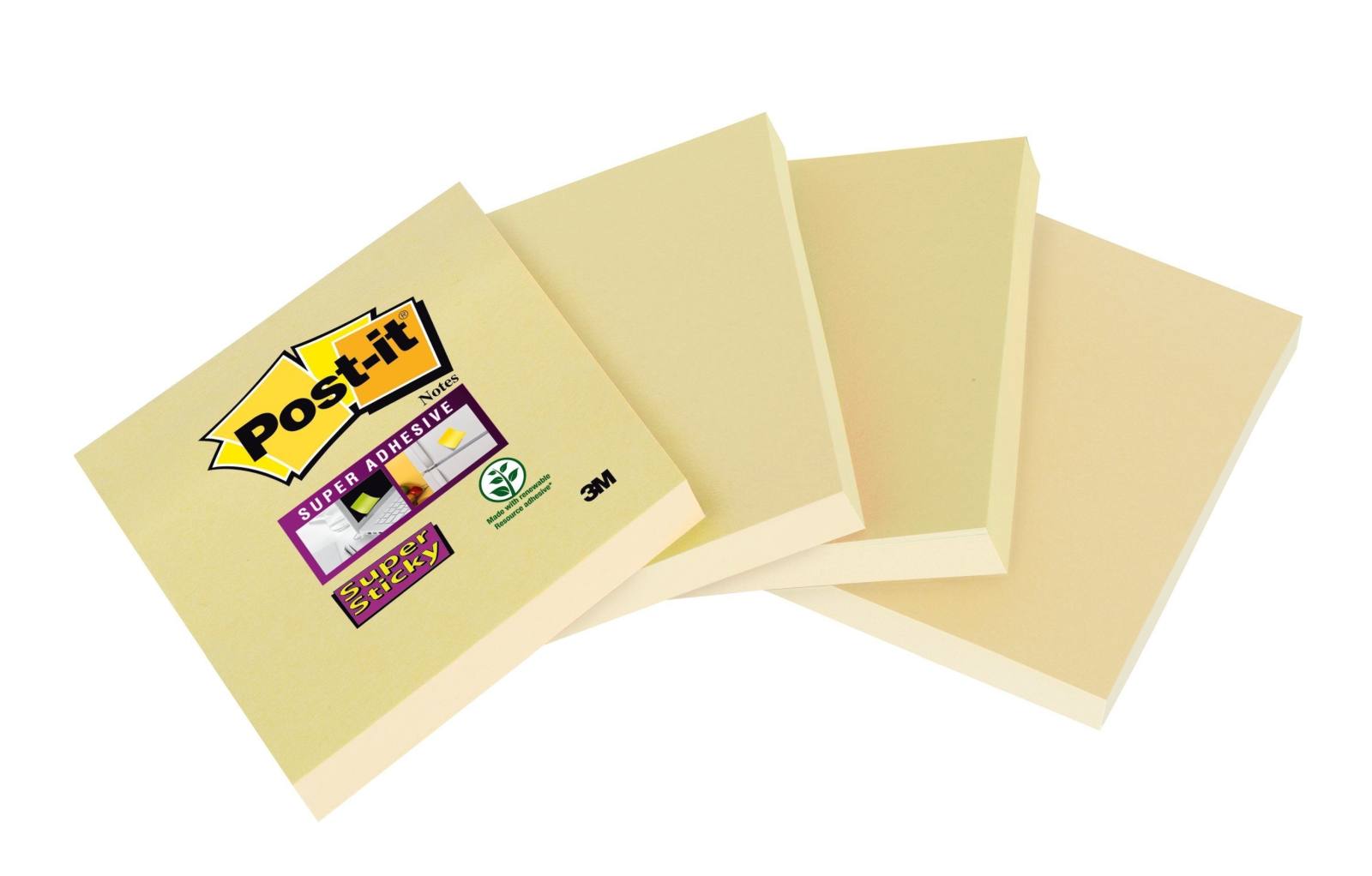 3M Post-it Super Sticky Notes 6910CY, 48 x 48 mm, amarillo, 4 blocs de 45 hojas cada uno