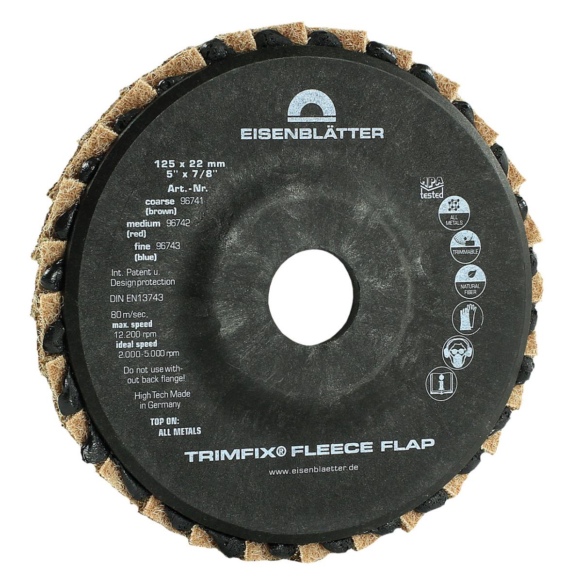 TRIMFIX Fleece-läppä, 125 mm x 22,2 mm, karkea