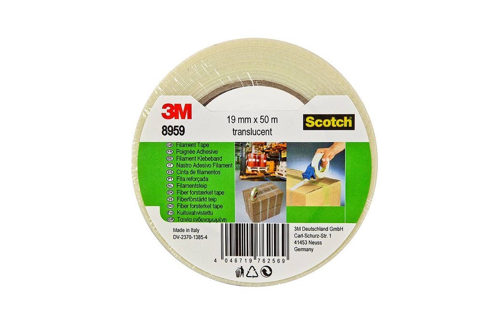 3M Scotch filament tape 8959, transparent, 50 mm x 50 m, 0.145 mm, individually packed