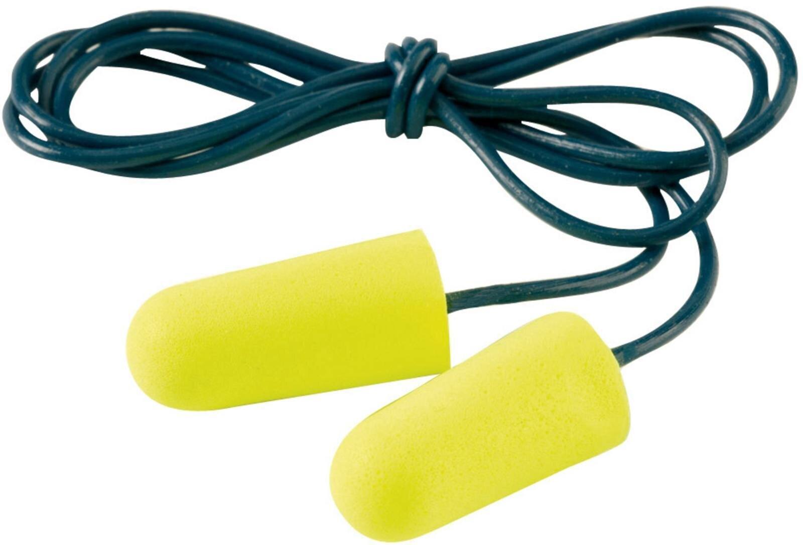 3M E-A-R Soft Yellow Neons, avec cordon, polyuréthane, flexible et confortable, par paire dans un sac en polyéthylène, jaune fluo, SNR=36 dB, ES01005