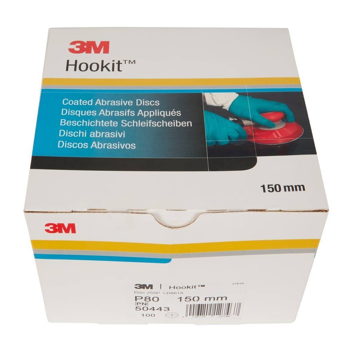 3M Hookit Gold Premium 255P+, 150 mm, P80, 15 agujeros #50443