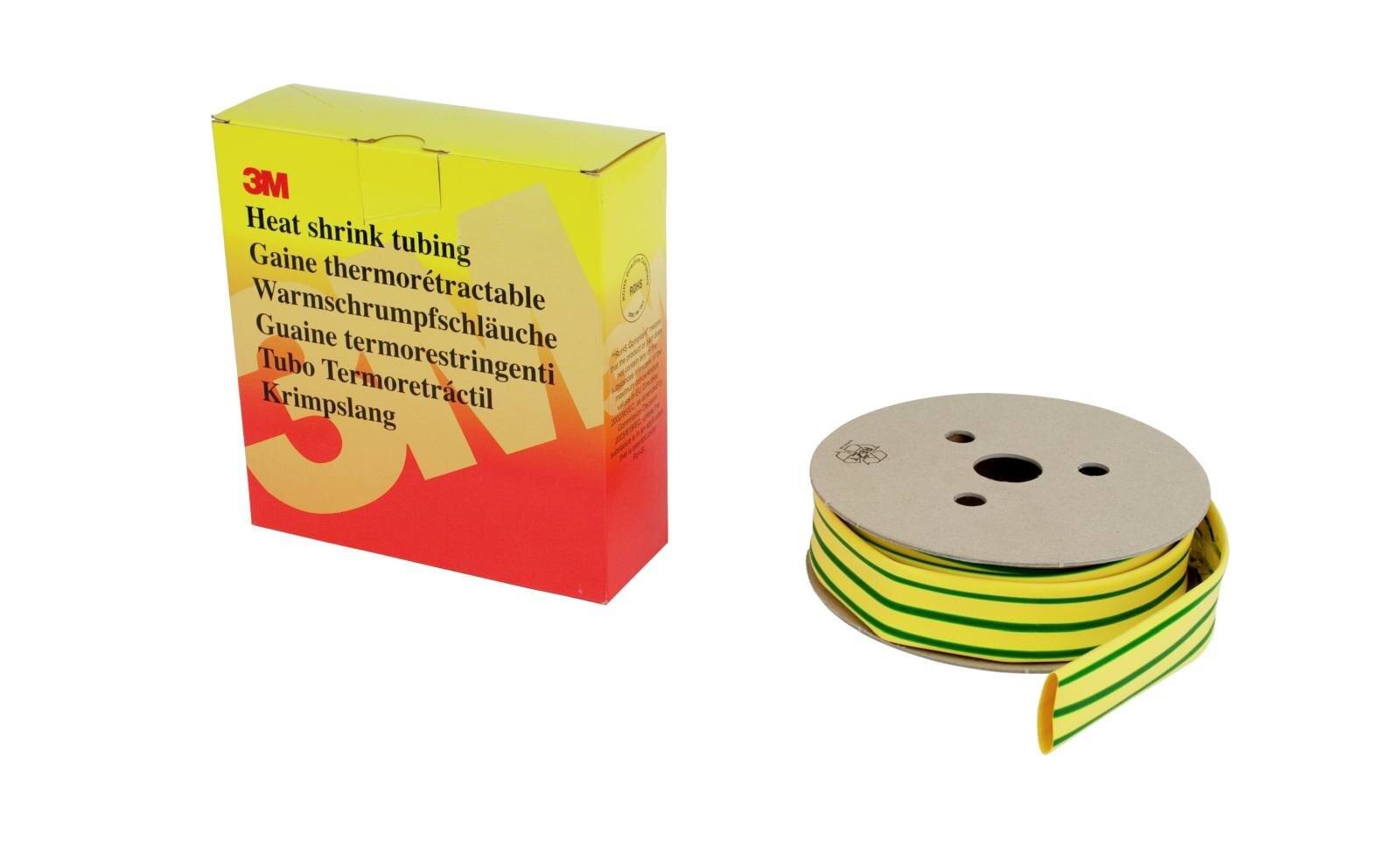 3M HSR thin-walled heat-shrink tubing on roll, green/yellow, 12.7/6.4 mm, 6 m